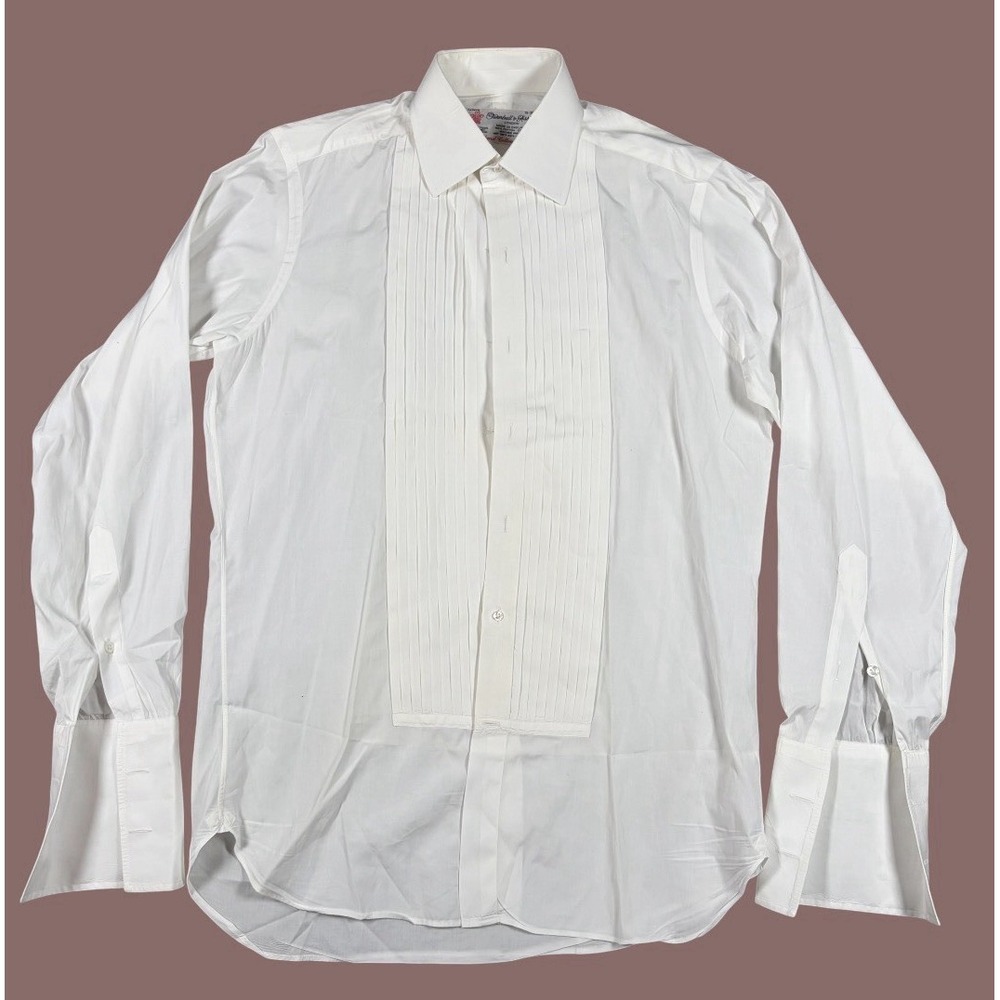 Turnbull & Asser Men's Sea Island Tuxedo Pleated Bib French Cuff Button Up Shirt